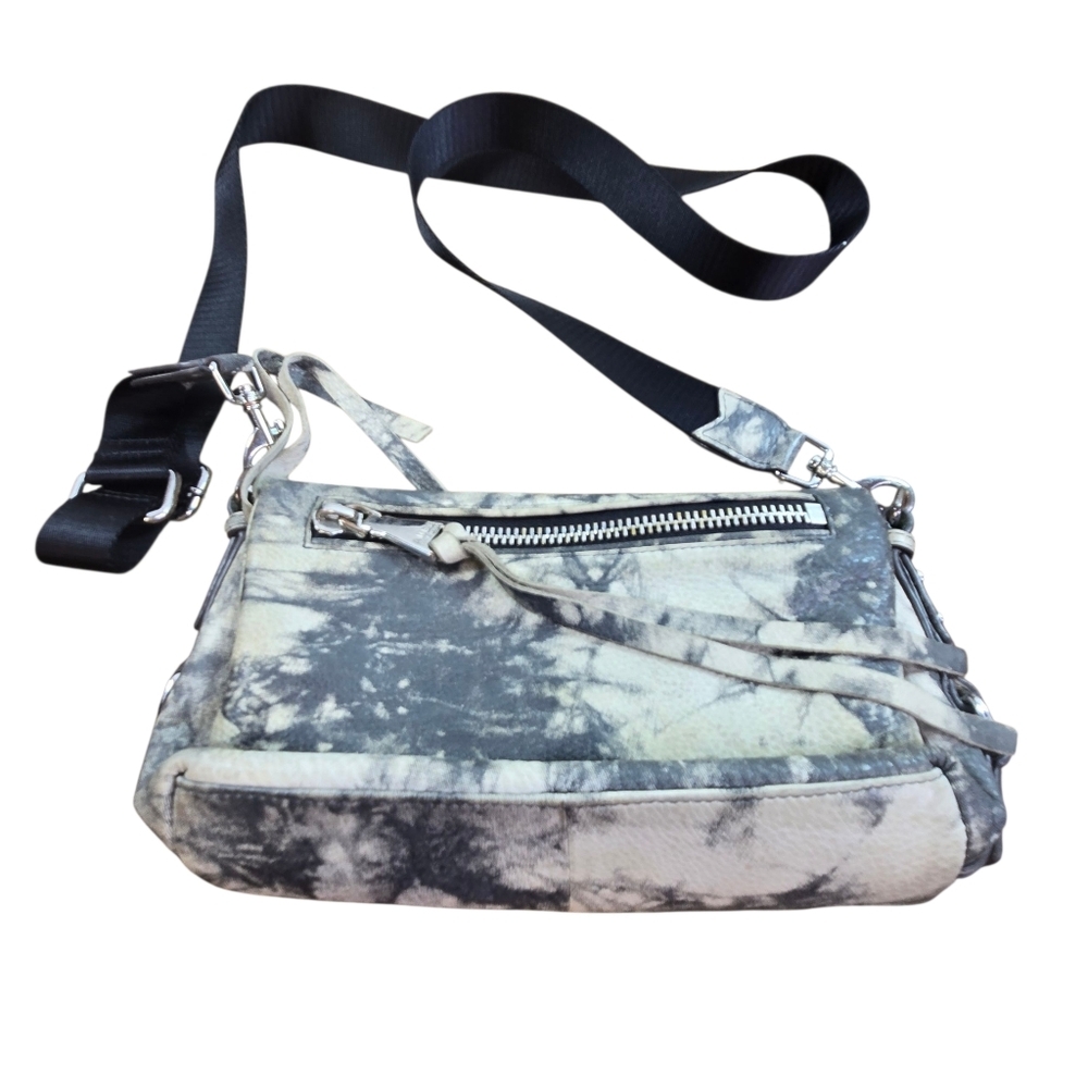 Aimee Kestenberg Marbled Tie Dye Zip Me Up Leather Crossbody Purse Bag